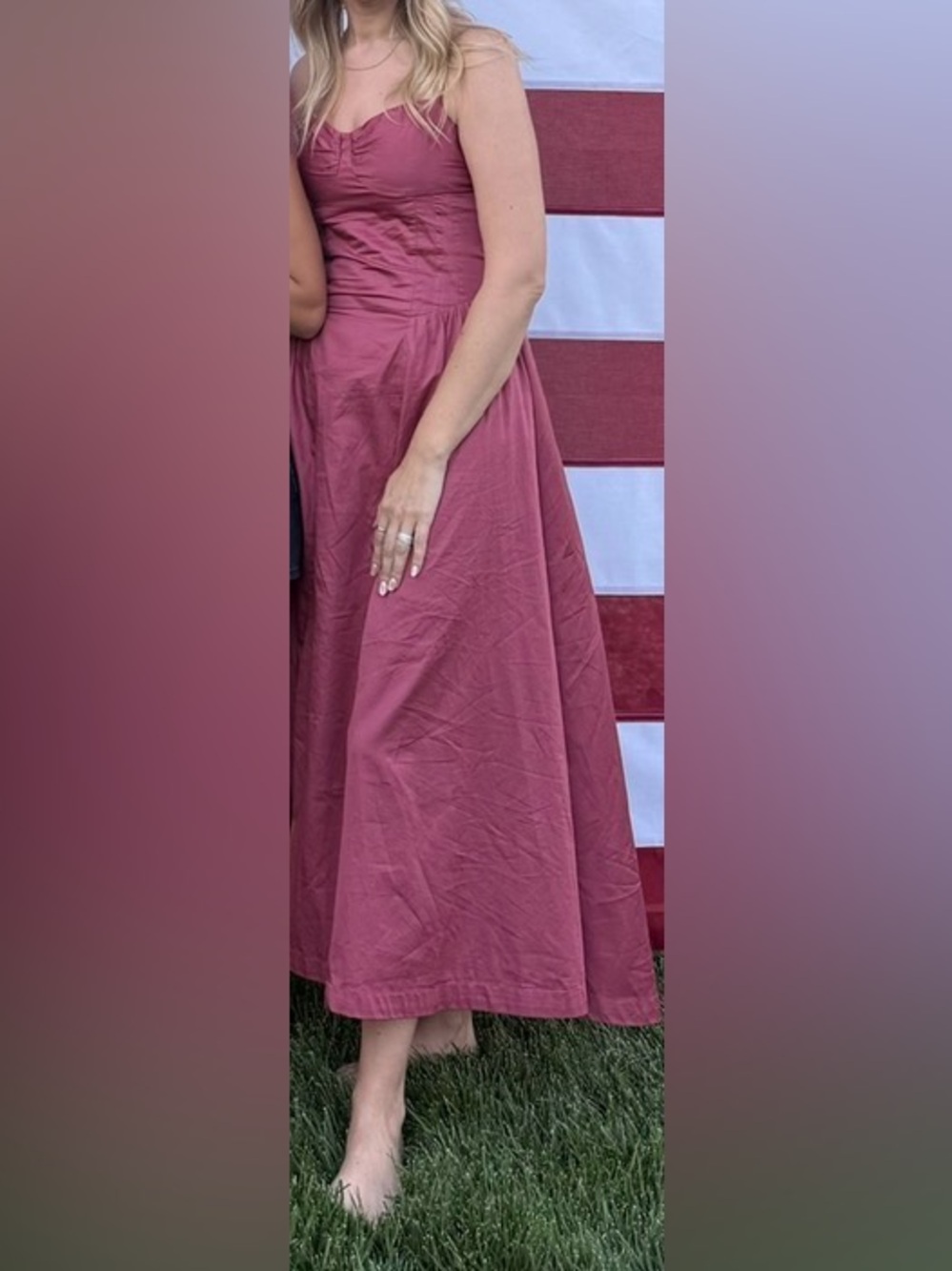 Bra-free dipped Midi Dress with Fitted Bodice - Picture 3 of 3